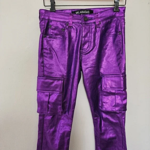 Valabasas Davinchi Purple Waxed Denim Purple Pants Size 28